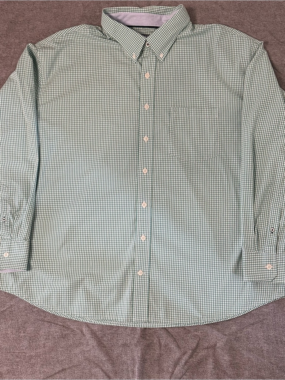 Izod Green Micro-Check Button-Down Shirt